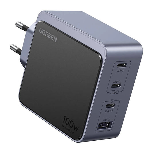 Nettverkslader UGREEN X565 Nexode Air, 100W, 5A, 1 x USB-A - 3 x USB-C, grå