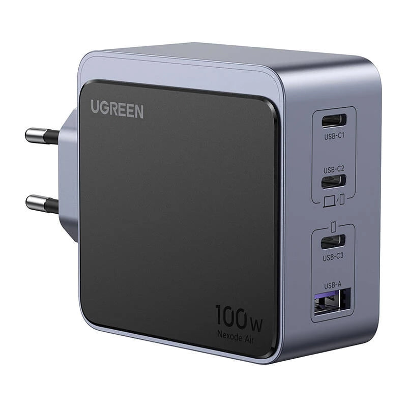 Nettverkslader UGREEN X565 Nexode Air, 100W, 5A, 1 x USB-A - 3 x USB-C, grå