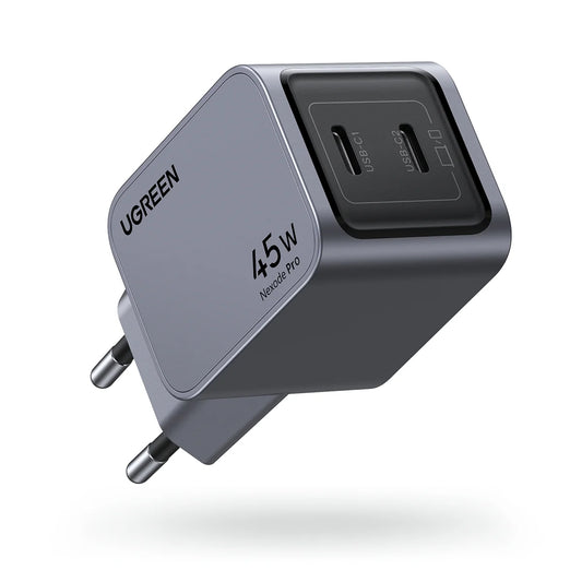 Nettverkslader UGREEN X707 Nexode Pro, 45W, 3A, 2 x USB-C, grå