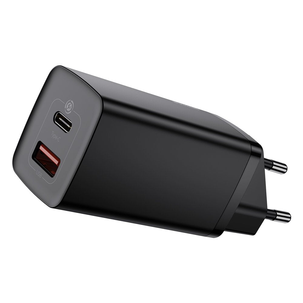 Baseus Gain2 Lite nettverkslader, 65 W, 3 A, 1 x USB-A - 1 x USB-C, svart CCGAN2L-B01