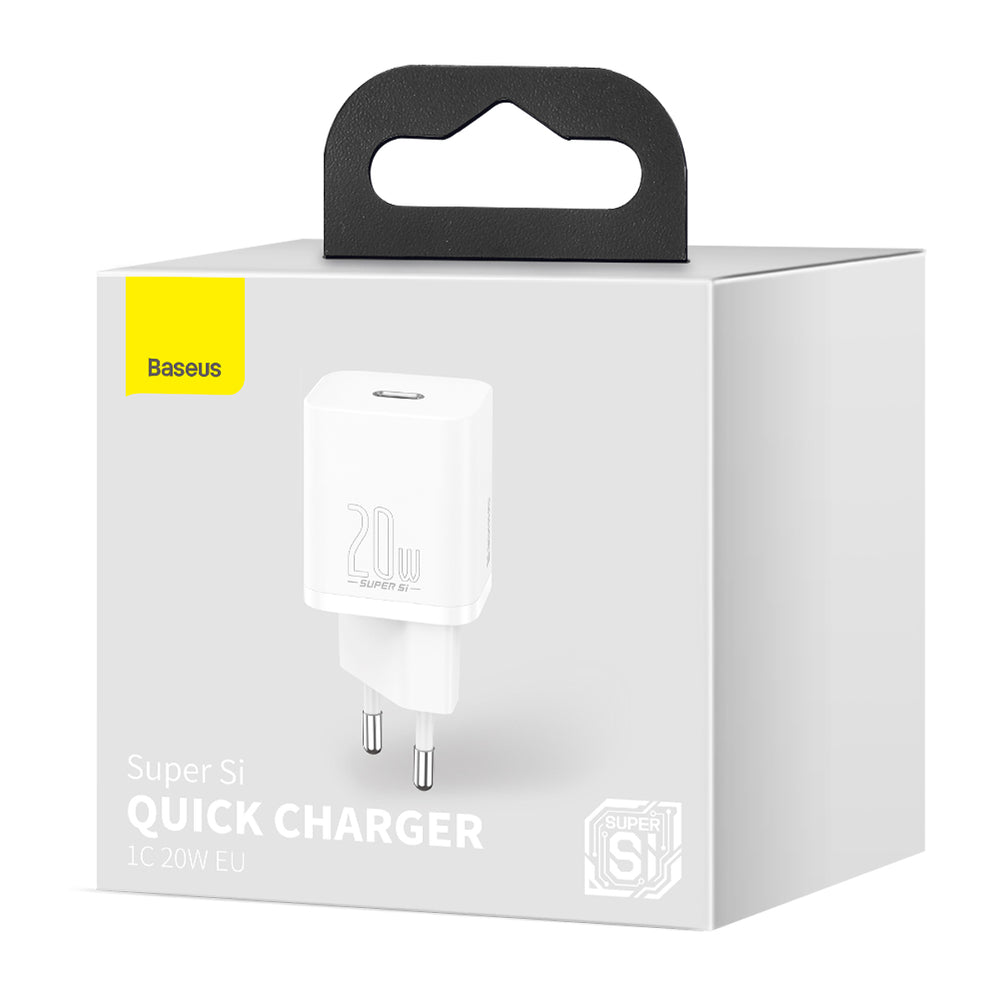 Nettverkslader Baseus Super Si, 20W, 3A, 1 x USB-C, hvit CCSUP-B02