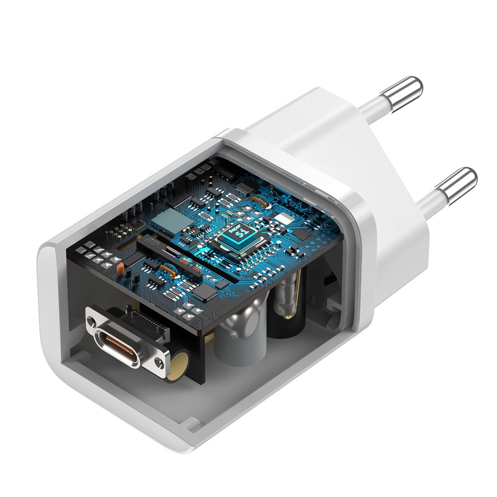 Baseus Super Si nettverkslader, 25W, 3A, 1 x USB-C, hvit CCSP020102
