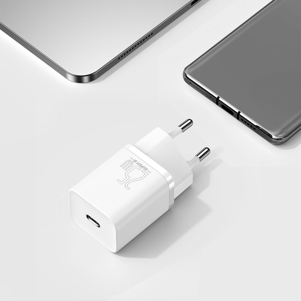 Baseus Super Si nettverkslader, 25W, 3A, 1 x USB-C, hvit CCSP020102