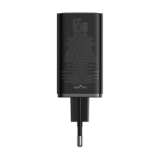 Baseus GaN 6 Pro, 65W, 3,25A, 2 x USB-A - 2 x USB-C, svart P10162701113-00