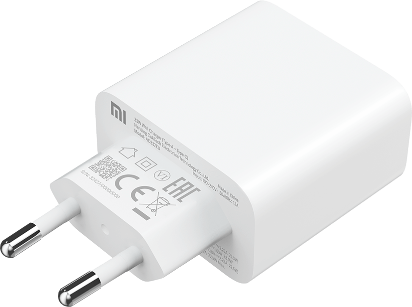 Xiaomi nettverkslader, 33W, 3A, 1 x USB-A - 1 x USB-C, hvit BHR4996996GL