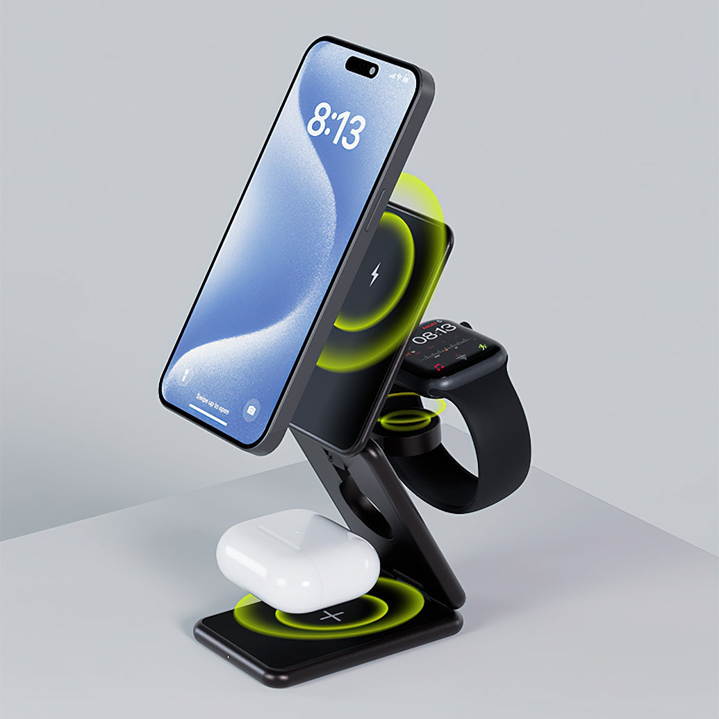 Trådløs Nettverkslader Allity. AWC-230-22WMS 3in1, 22.5W, 1.67A, Grå