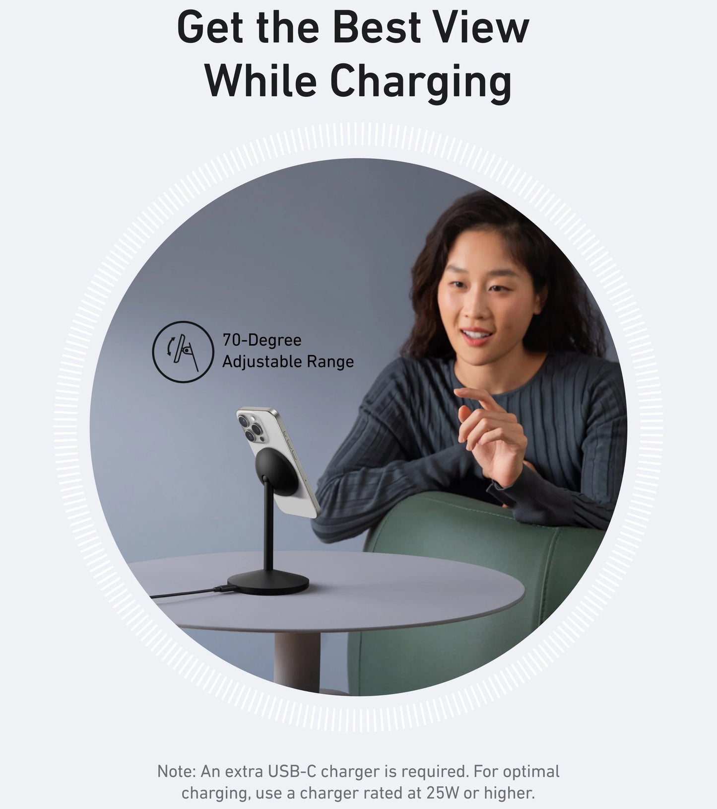 Anker MagGo Stand trådløs nettverkslader, 15W, 1.67A, Svart A25X1H11