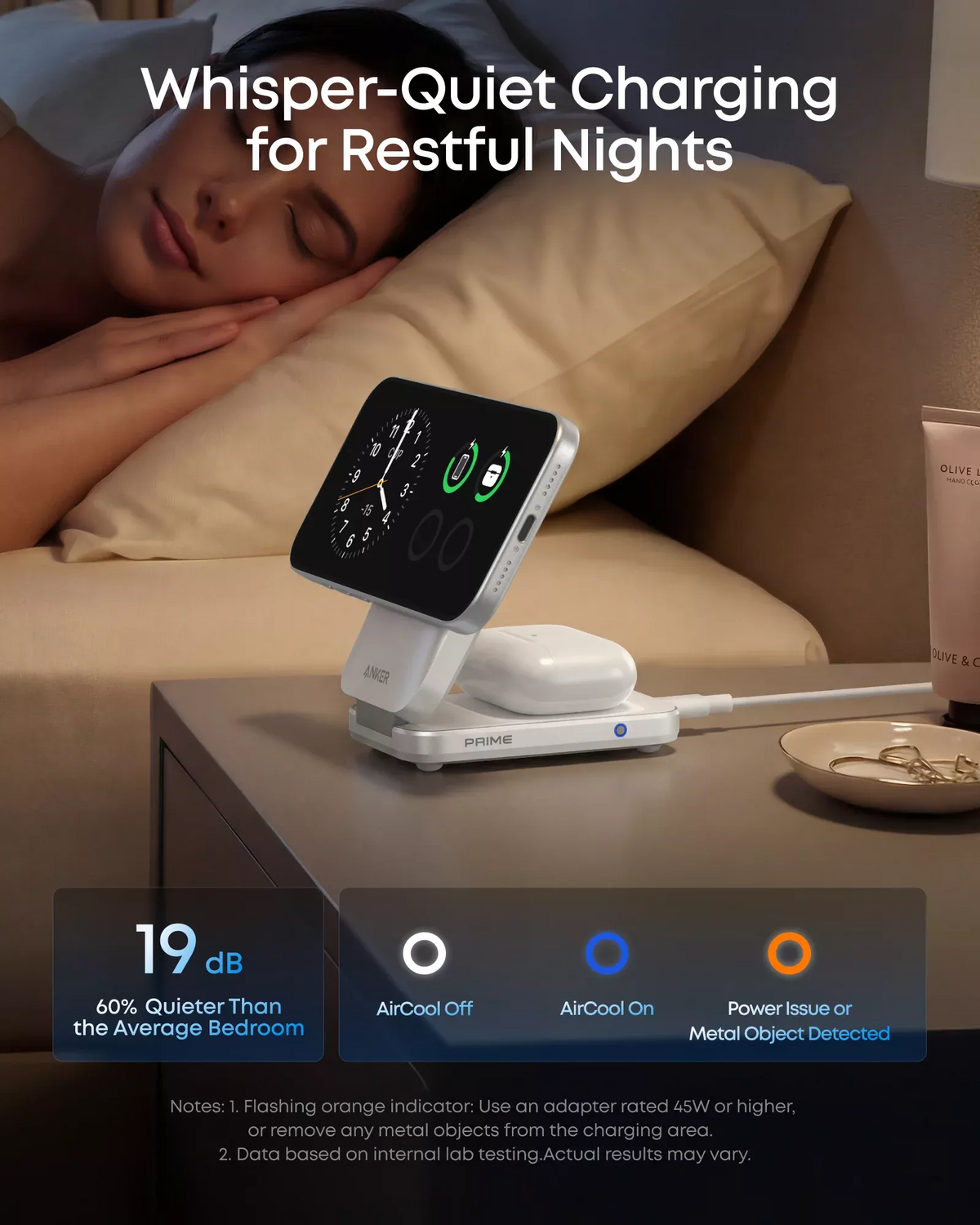 Trådløs nettladere Anker Prime MagGo 3i1, 25W, hvit B25N1G21