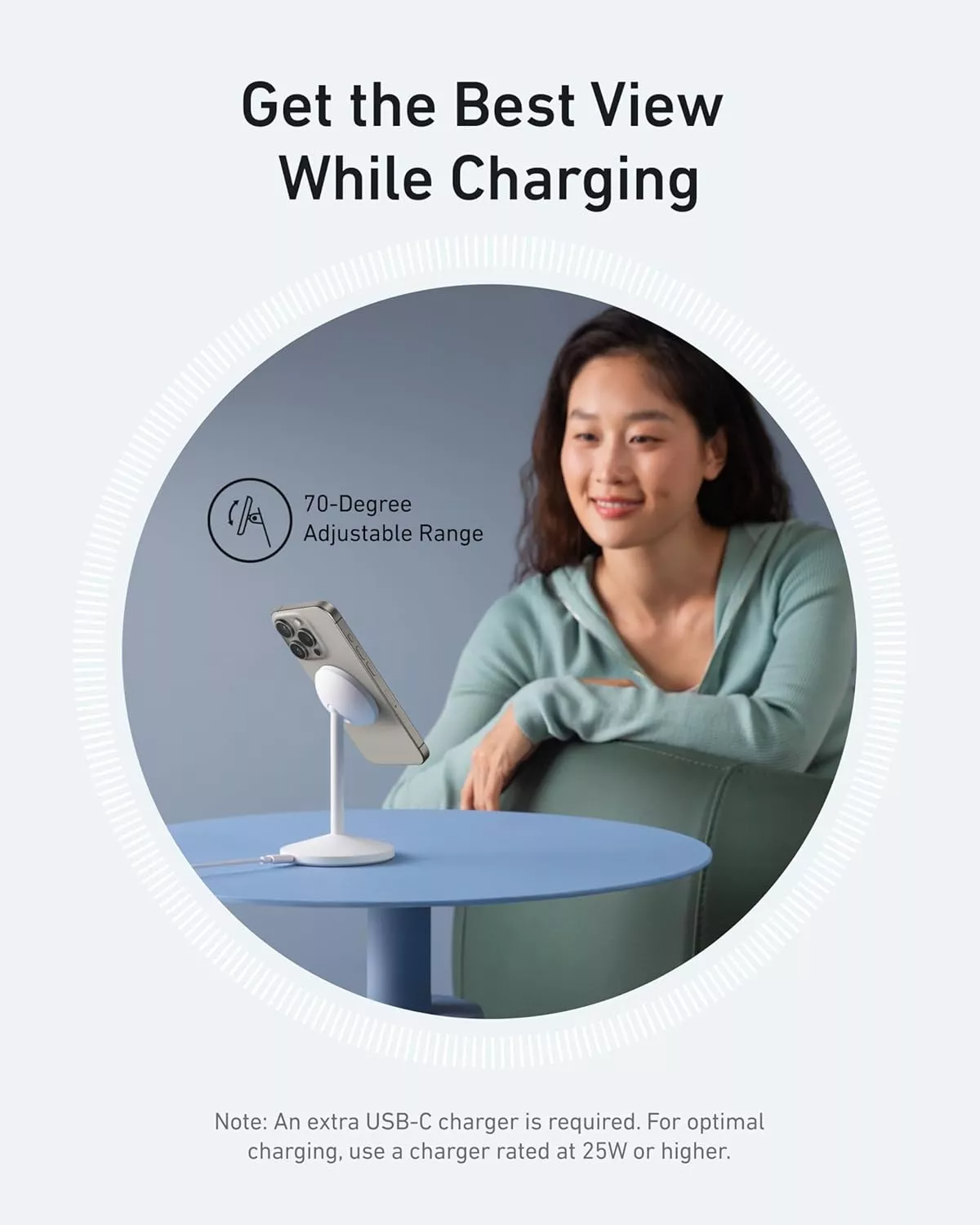 Anker MagGo Stand trådløs nettverkslader, 15W, 1.67A, Hvit A25X1H21