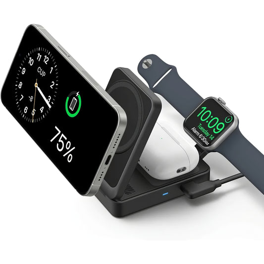 Anker MagGo 3in1 trådløs nettverkslader, 15W, 1.67A, Svart, Resealed B2557311