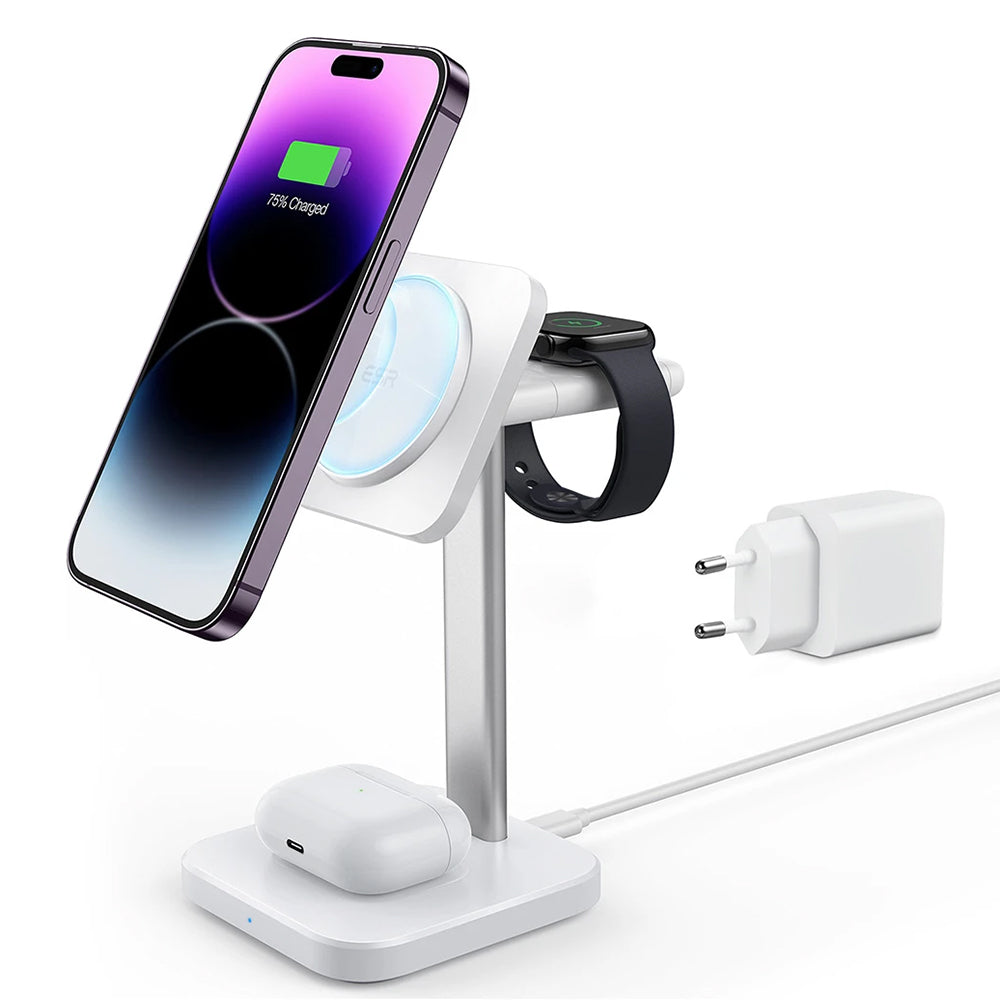 Trådløs Nettverkslader ESR HaloLock 3in1, 15W, 1.67A, Hvit