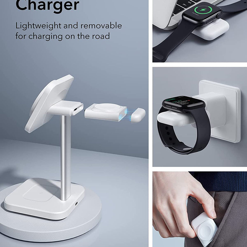 Trådløs Nettverkslader ESR HaloLock 3in1, 15W, 1.67A, Hvit