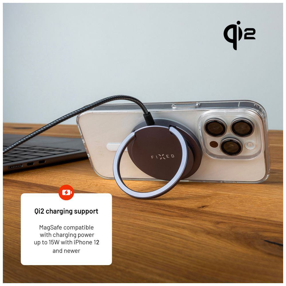 Trådløs Nettverkslader Fixed Ring, 15W, 1.67A, Grå
