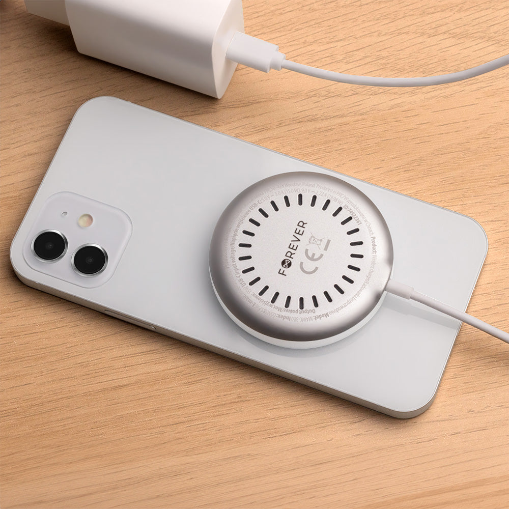 Forever MAWC-300 trådløs nettverkslader, 15W, 1,67A, sølv