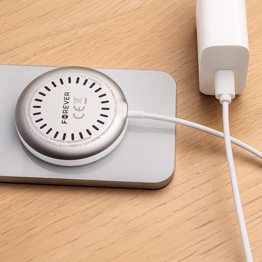 Forever MAWC-300 trådløs nettverkslader, 15W, 1,67A, sølv