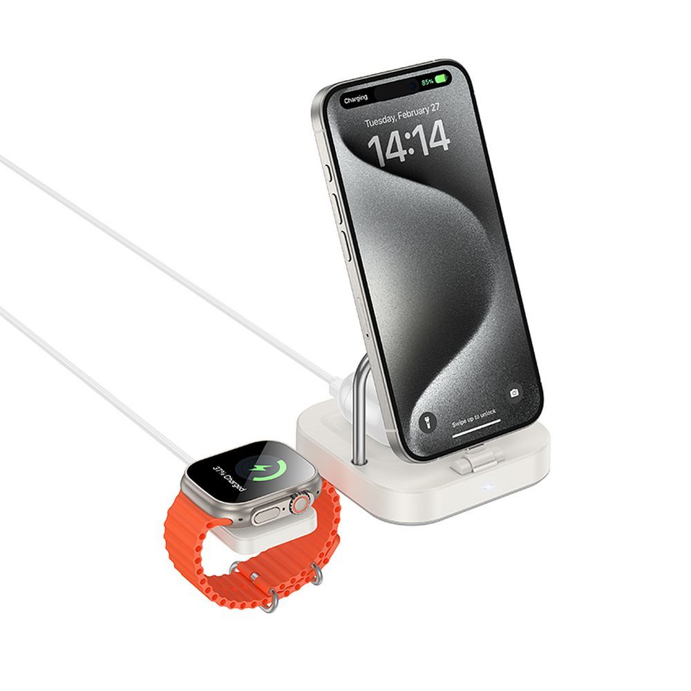 Trådløs Nettverkslader HOCO CQ16A 3i1, 15W, 1.67A, Hvit