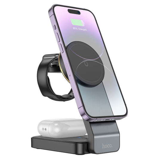 Trådløs Nettverkslader HOCO CQ3 3in1, 15W, 1.67A, Svart