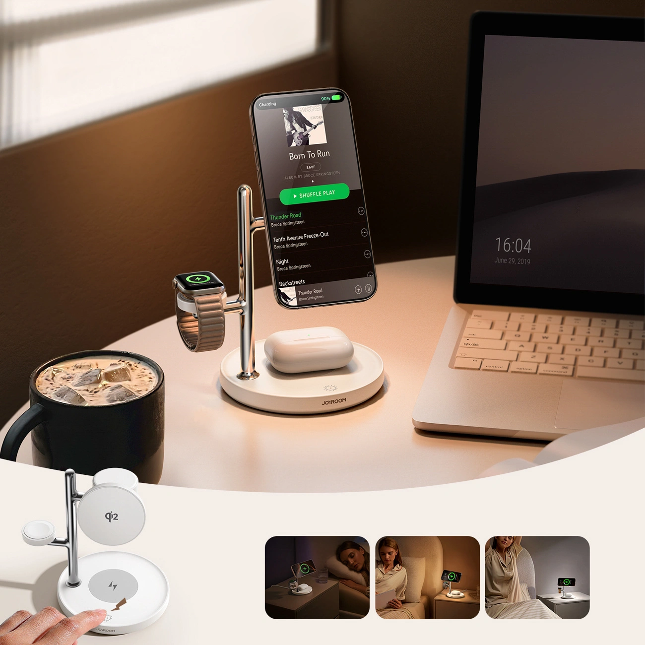 Trådløs Nettlader Joyroom JR-W23 3i1, 15W, 1.67A, Hvit