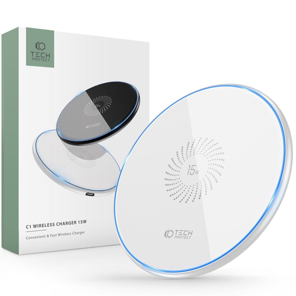 Trådløs nettverkslader Tech-Protect QI15W-C1, 15W, 1,67A, hvit THP1414