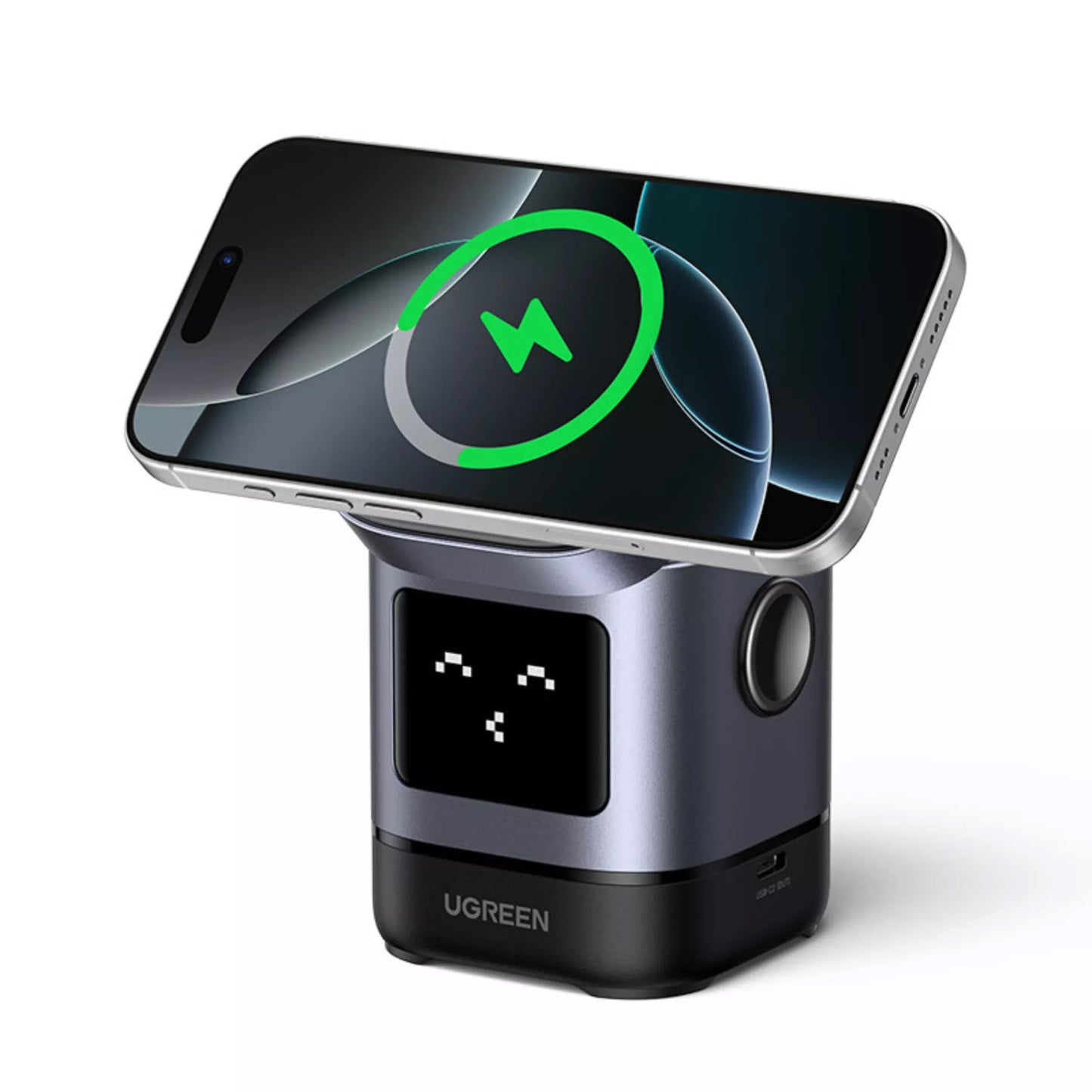 Trådløs nettverkslader UGREEN W709 Uno 2in1, 15W, 1,67A, svart