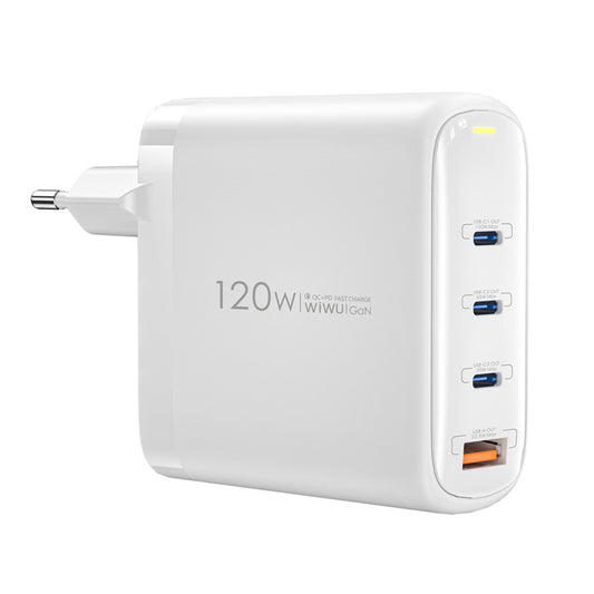 Nettverkslader WiWu Wi-U020, 120W, 3A, 1 x USB-A - 3 x USB-C, hvit