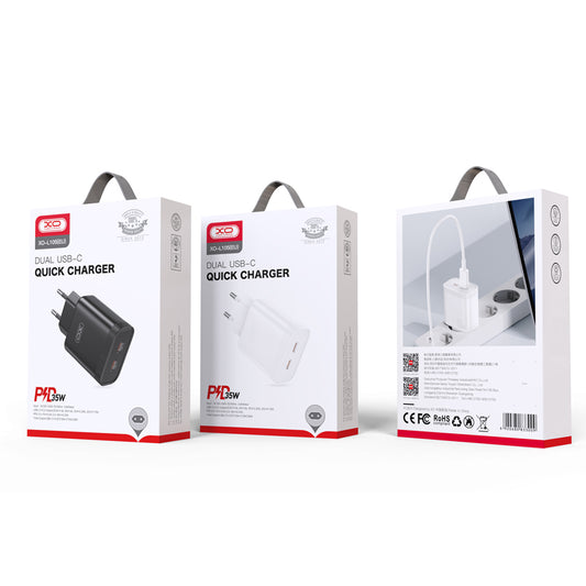 Nettverkslader XO Design L105, 35W, 3A, 2 x USB-C, svart