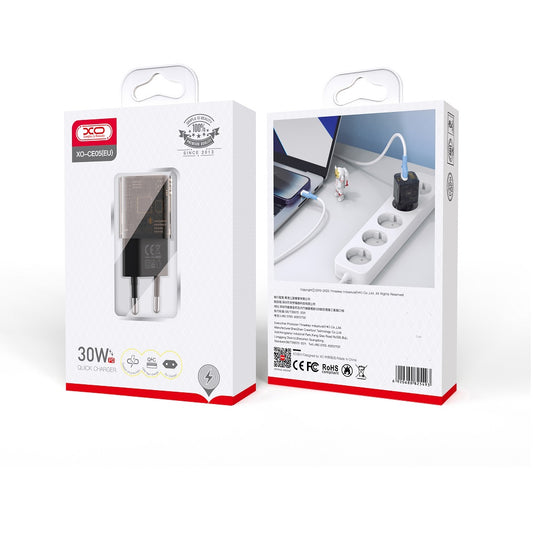 Nettlader XO Design CE05, 30W, 3A, 1 x USB-A - 1 x USB-C, Brun