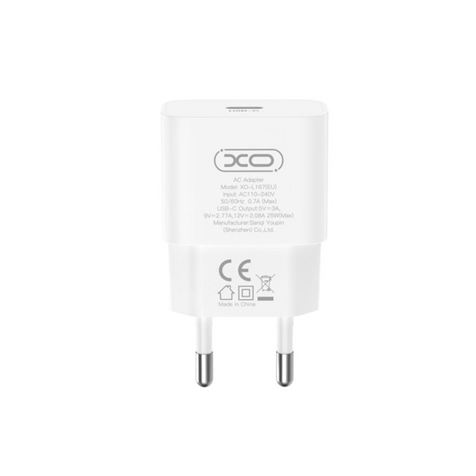 XO Design L167 nettverkslader, 25W, 3A, 1 x USB-C, Hvit