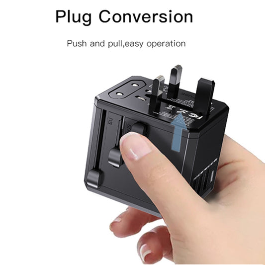 Yesido MC10 Travel Nettlader, 12W, 2.4A, 1 x USB-C - 3 x USB-A, Svart