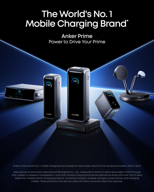 Anker ladestasjon for Prime ekstern batteri, 150W, 5A, 1 x Pogo Pin - 1 x USB-A - 2 x USB-C, Svart A1903G11