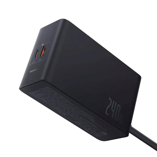 Baseus 5in1 ladestasjon, 240W, 5A, 1 x USB-A - 3 x USB-C - 1 x DC, Svart P10163901113-00