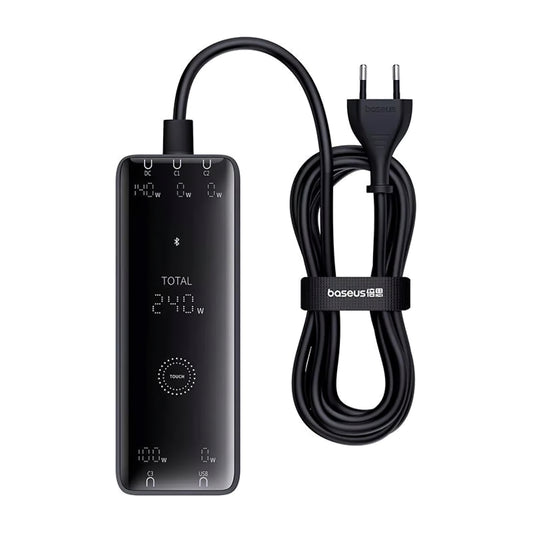 Baseus 5in1 ladestasjon, 240W, 5A, 1 x USB-A - 3 x USB-C - 1 x DC, Svart P10163901113-00