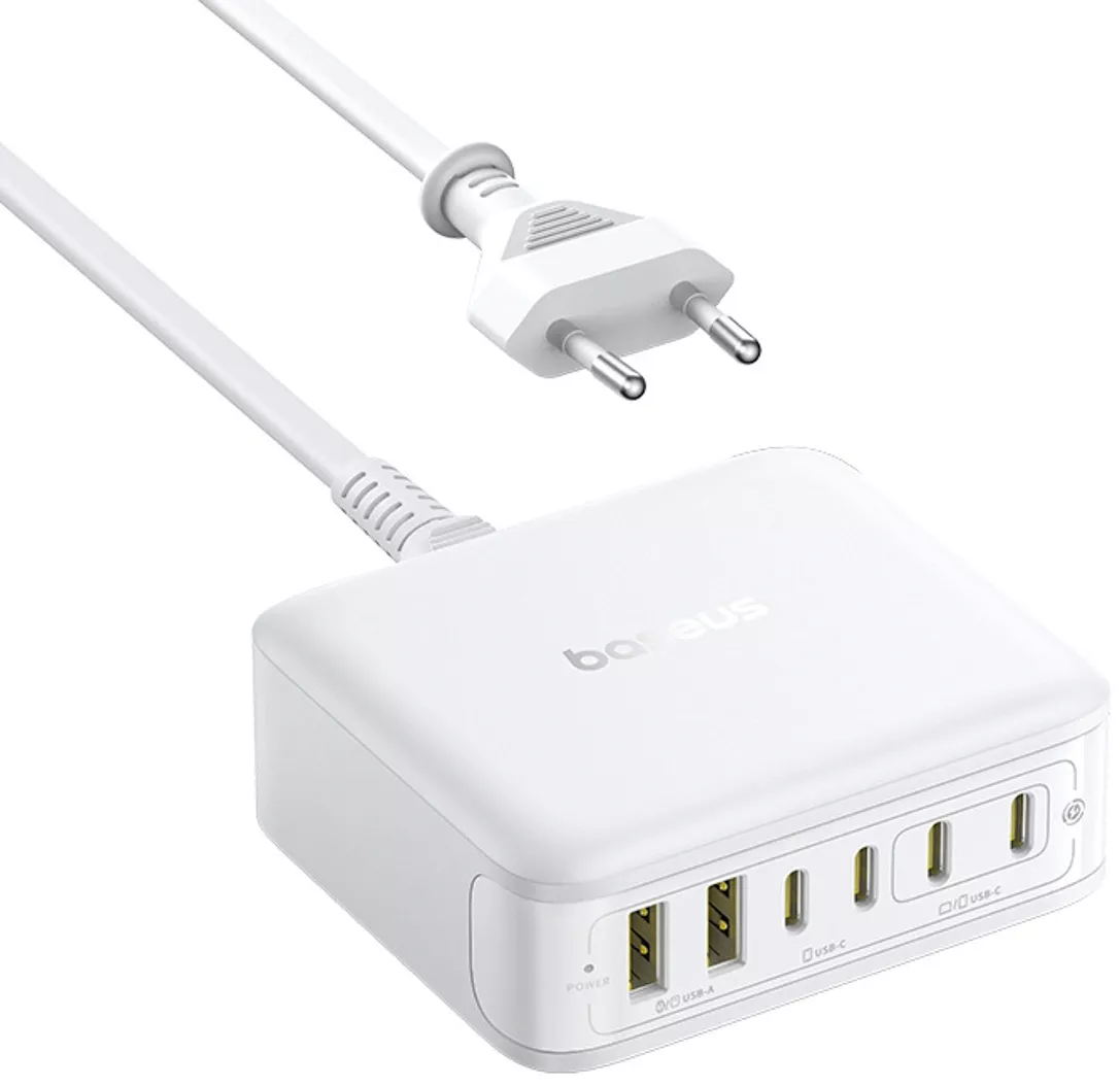 Baseus EnerFill FH21 ladestasjon, 120W, 3,25A, 2 x USB-A - 4 x USB-C, hvit E0120T01