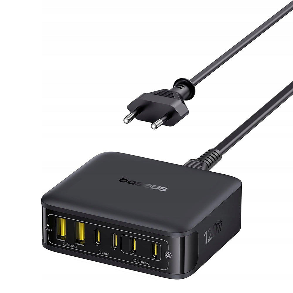 Baseus EnerFill FH21 ladestasjon, 120W, 3.25A, 2 x USB-A - 4 x USB-C, Svart E0120T00