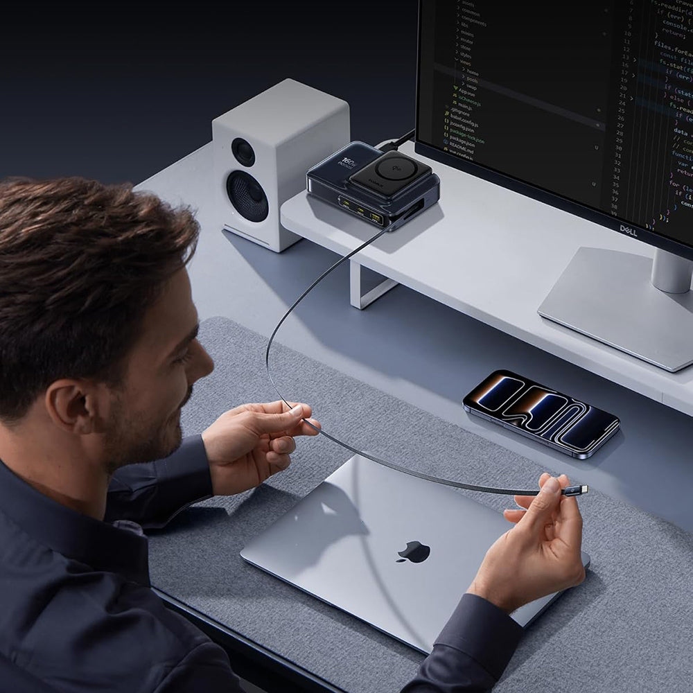 Baseus Nomos NH21 QI 5i1 ladestasjon, 160W, 5A, 1 x USB-A - 2 x USB-C, svart E0121700