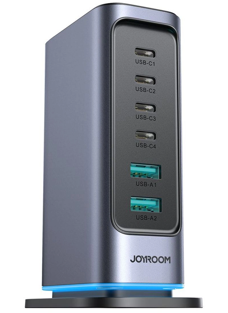 Joyroom JR-TCM02 UK ladestasjon, 65W, 3,25A, 2 x USB-A - 4 x USB-C, grå