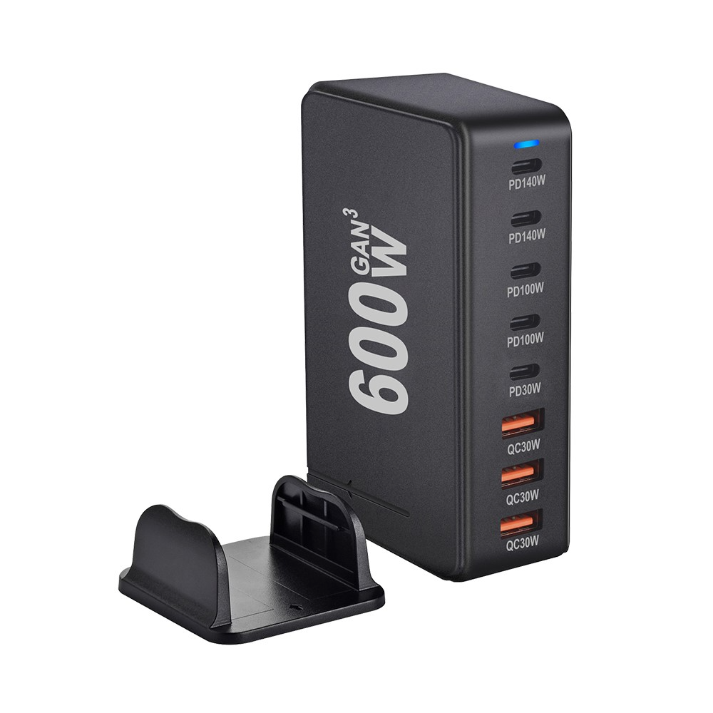 OEM Ladestasjon Lader, 600W, 4 x USB-A - 4 x USB-C, Svart
