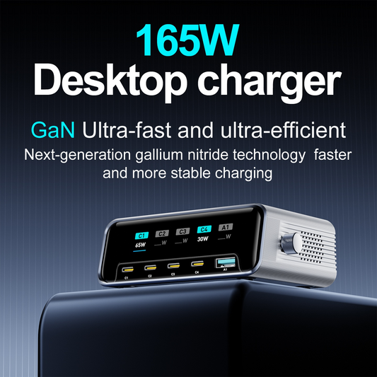 OEM-ladestasjon WLX-60G, 140W, 5A, 1 x USB-A - 4 x USB-C, Grå