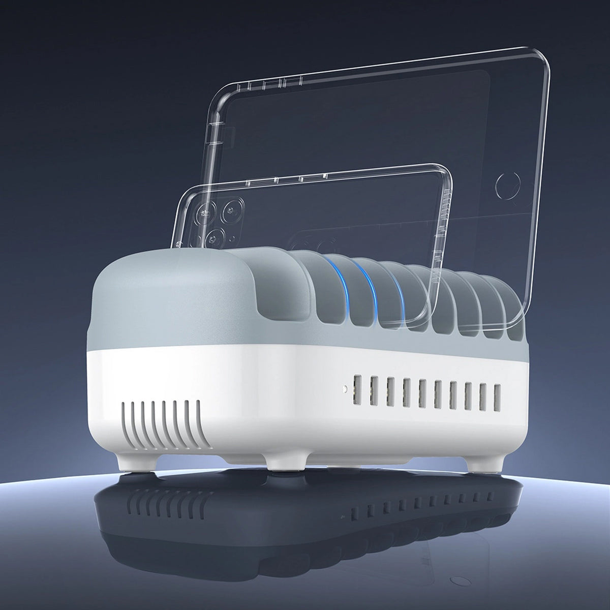 Orico DUK-10P-V1 ladestasjon, 120W, 2.4A, 10 x USB-A, Hvit
