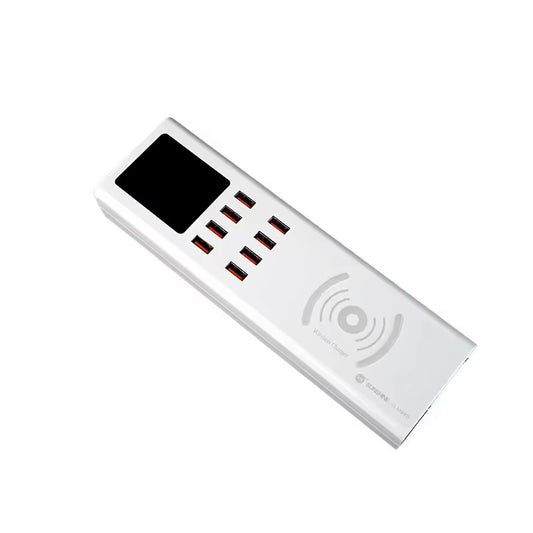Ladestasjon Sunshine SS-309WD QI, 40W, 2.4A, 8 x USB-A, Hvit