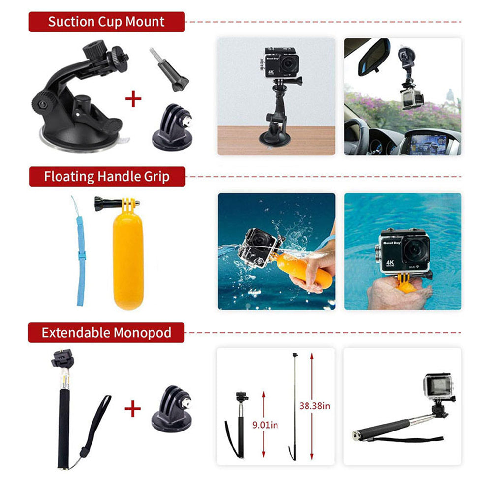 Sportskamera Tilbehørssett Techsuit SA15 for GoPro / SJCAM Series, 15i1, Svart