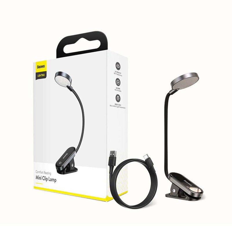 Baseus Comfort Reading Mini Clip LED-skrivebordslampe, Grå DGRAD-0G