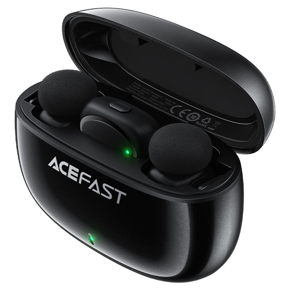 Lavaliermikrofon Acefast R2, USB-C, Sett med 2 stykker, Svart