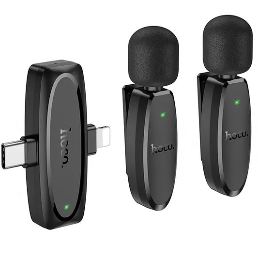 HOCO L15 Lavalier, USB-C / Lightning, sett med 2 deler, svart