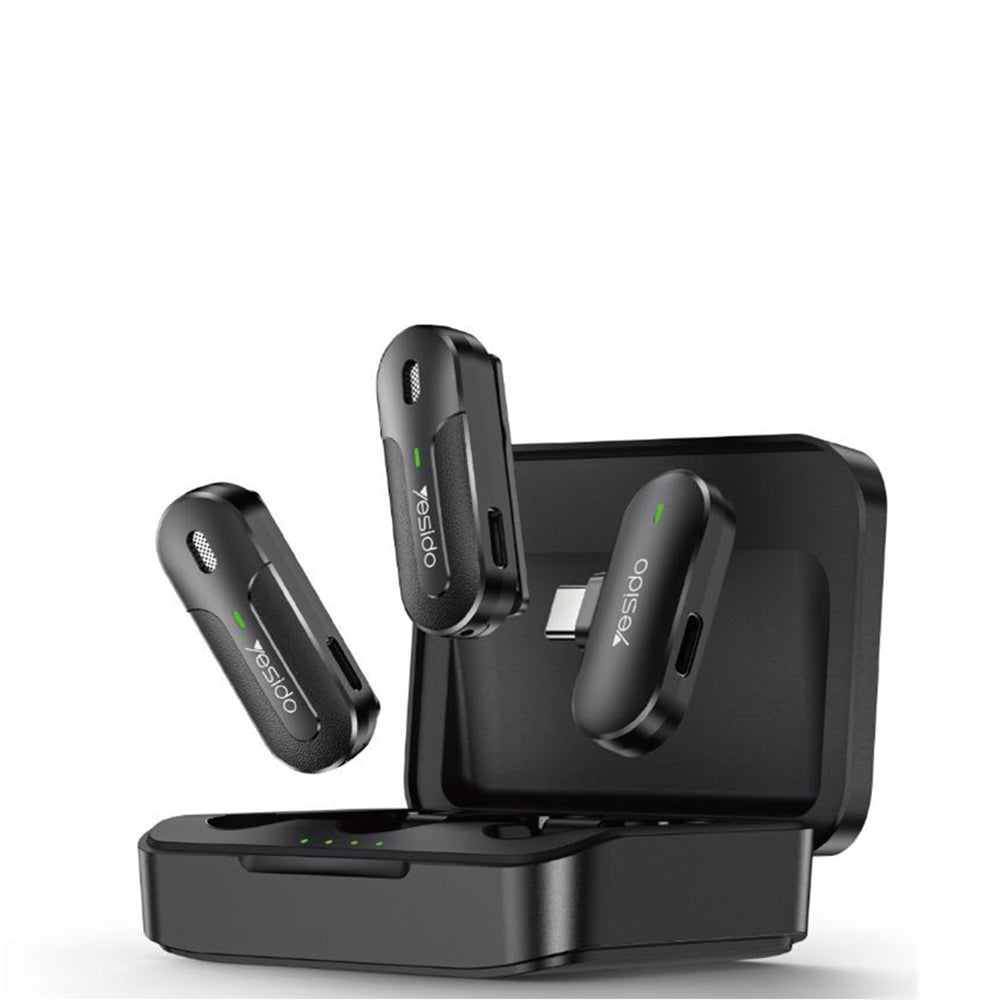 Lavaliermikrofon Yesido KR17, USB-C, Sett med 2 stykker, Svart