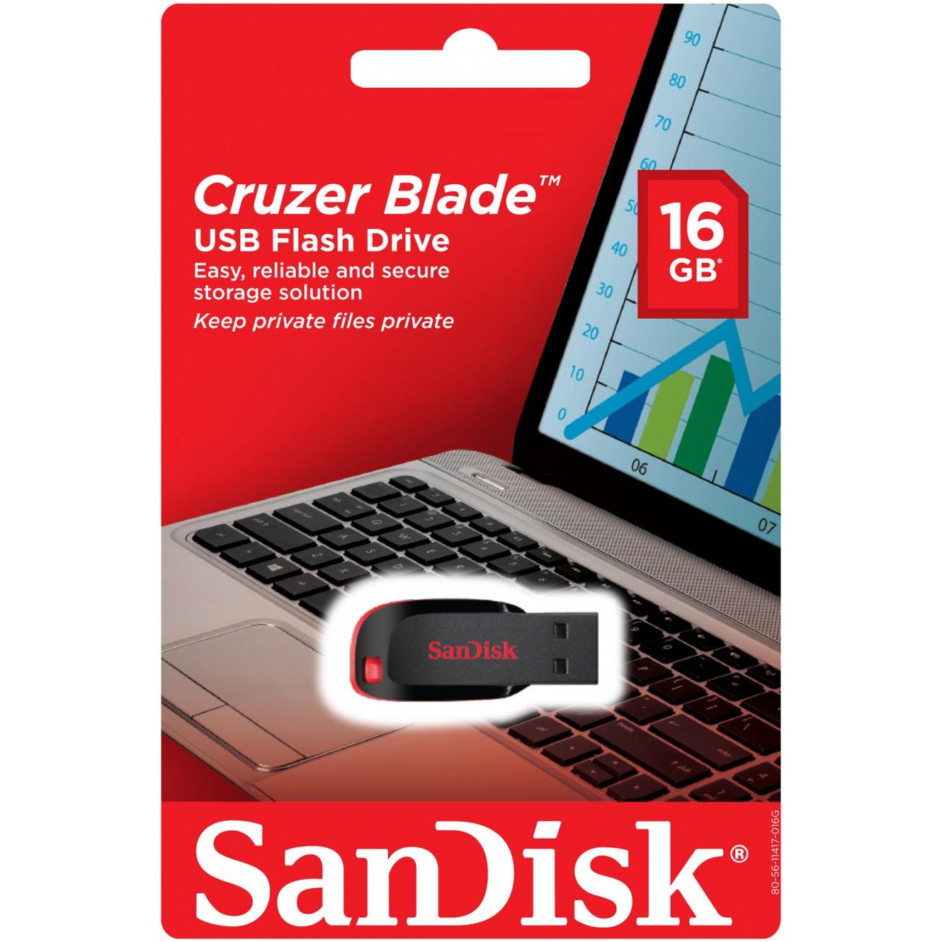 Ekstern USB-A-minne SanDisk Cruzer Blade, 16Gb SDCZ50-016G-B35