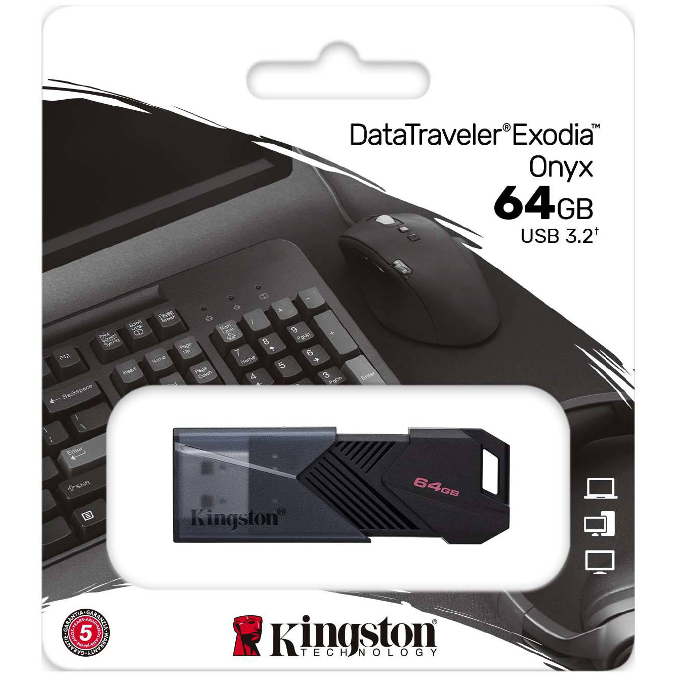 Kingston Exodia Onyx USB-A 3.0 eksternt minne USB-A 3.0, 64 GB DTXON/64 GB