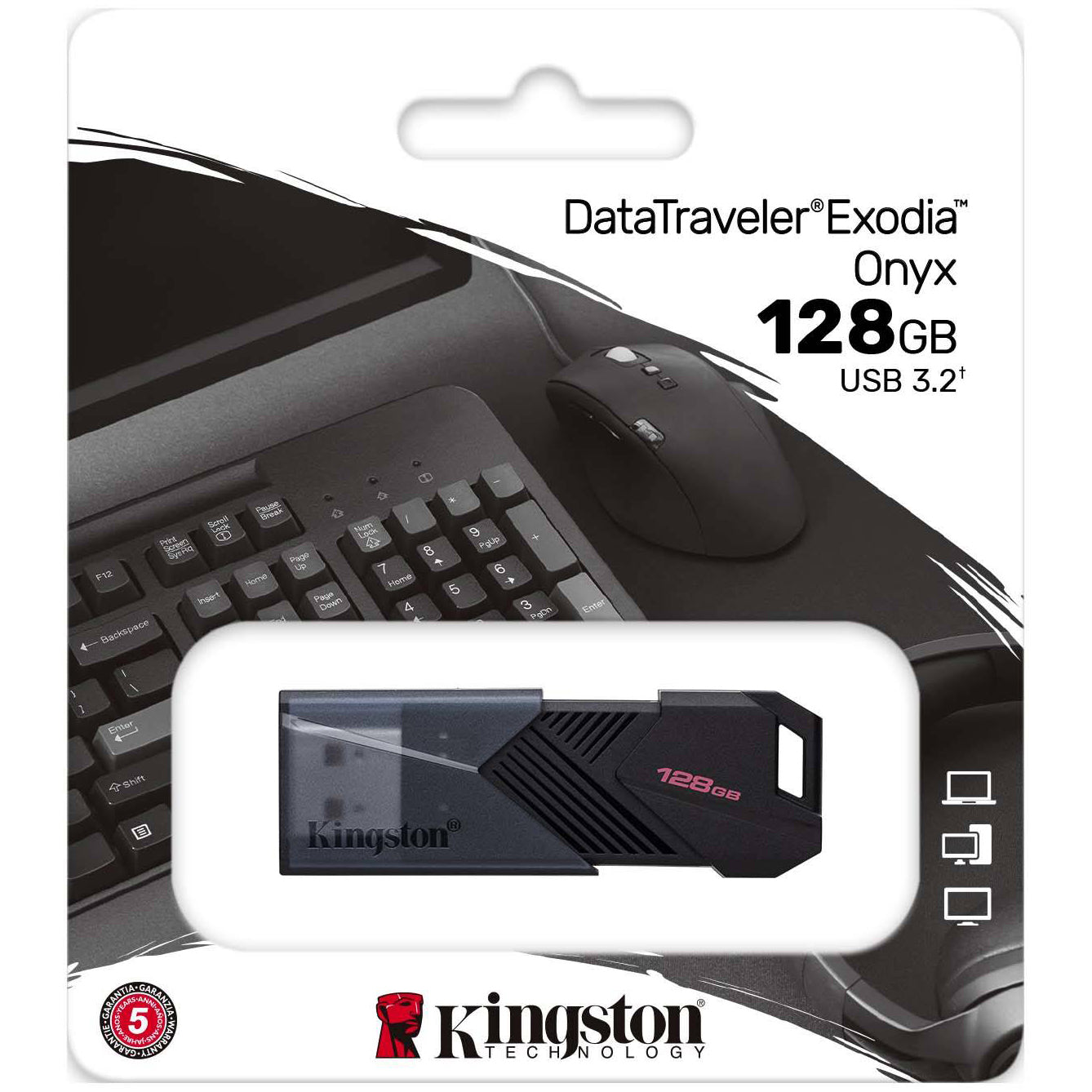 Eksternt USB-A 3.0 minne Kingston Exodia Onyx, 128 GB DTXON DTXON/128 GB