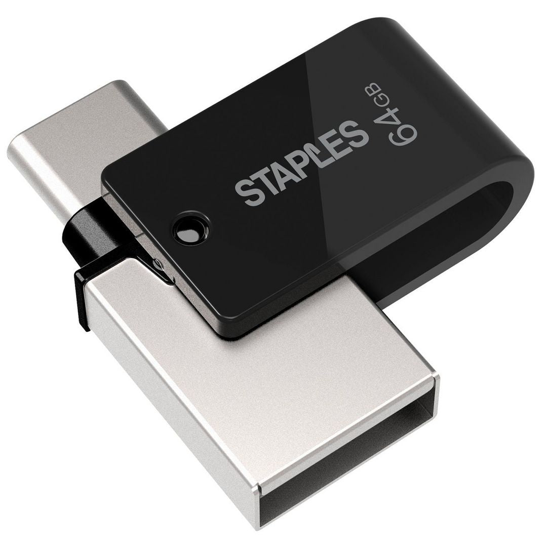 Ekstern Minne USB-A 3.1 / USB-C Staples K23, 64Gb EKMMD64GK233CST