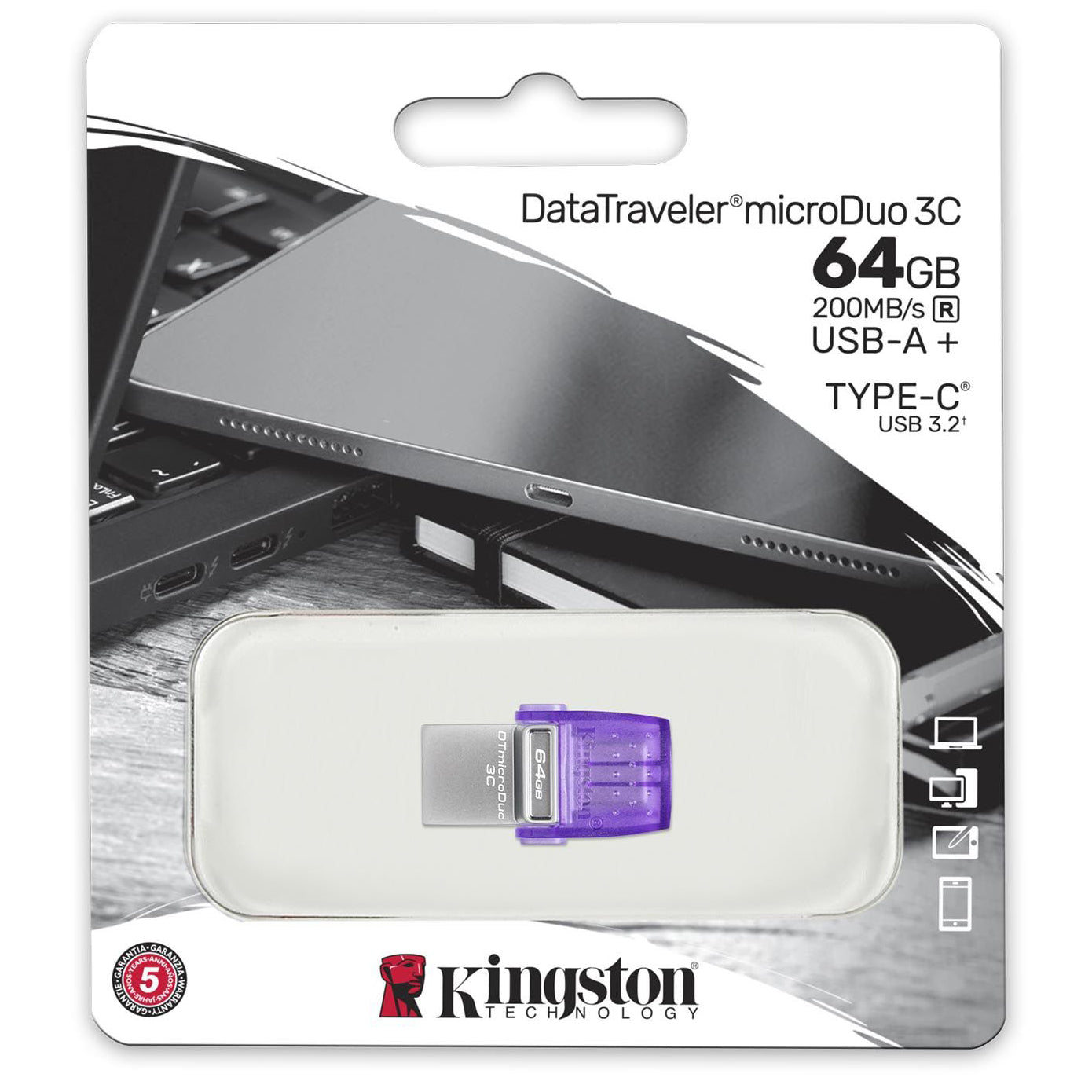 Ekstern Minne USB-A 3.2 / USB-C Kingston microDuo 3C, 64Gb DTDUO3CG3/64GB